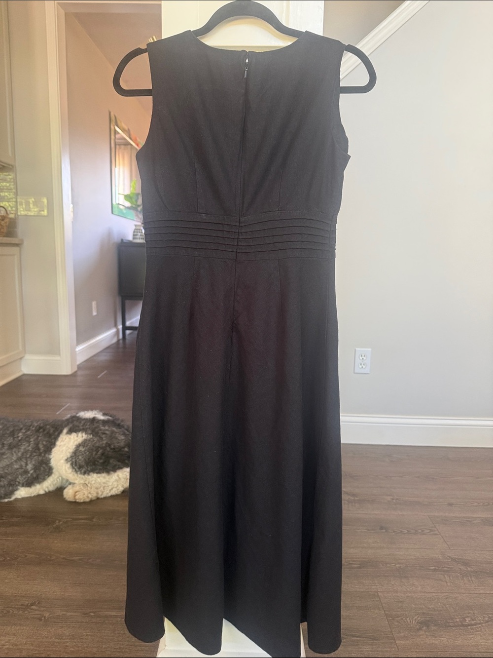 Christopher & Banks Black Linen V-Neck Midi Dress 4 - Picture 6 of 9